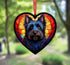 Cairn Terrier Black Stained Glass Effect Heart Suncatcher